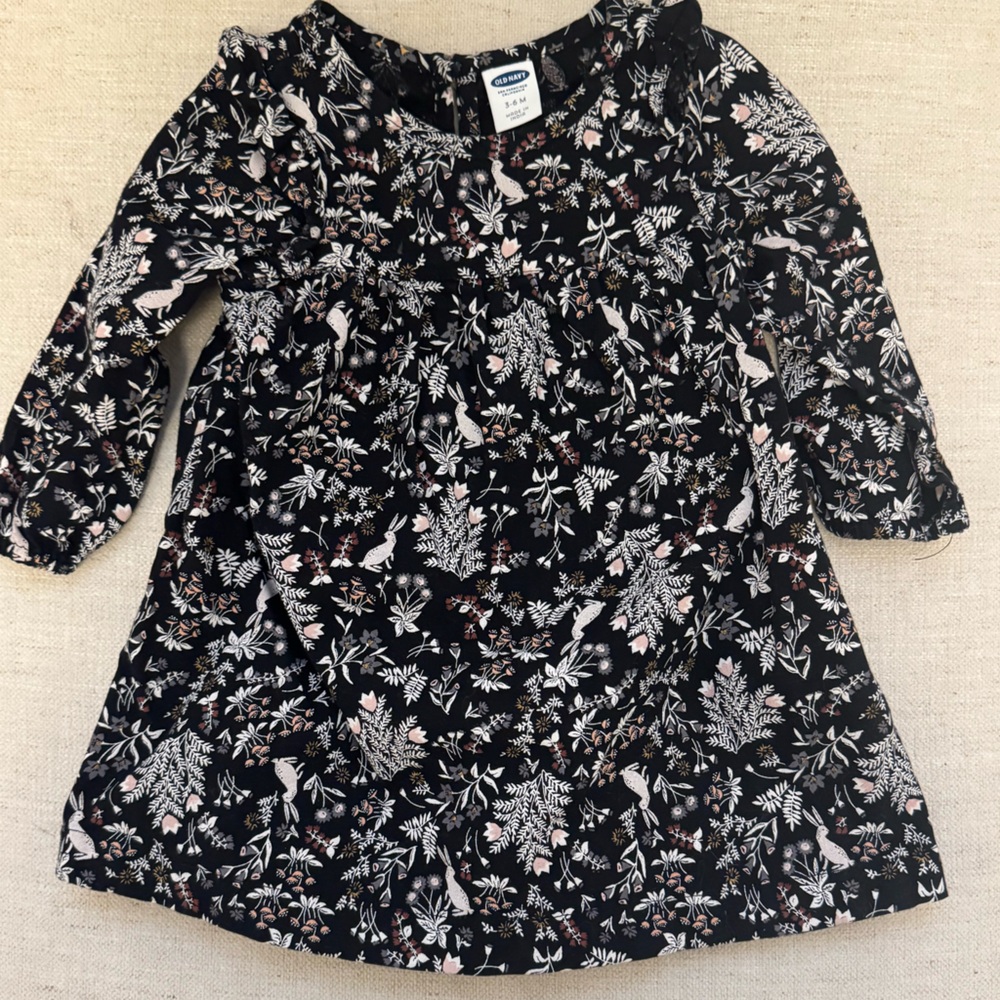 3-6 Month, Old Navy Black Dress with Floral Print